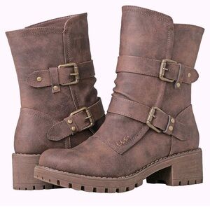 GLOBALWIN mid-calf motorcycle boots for women. Brown size 9.5 New